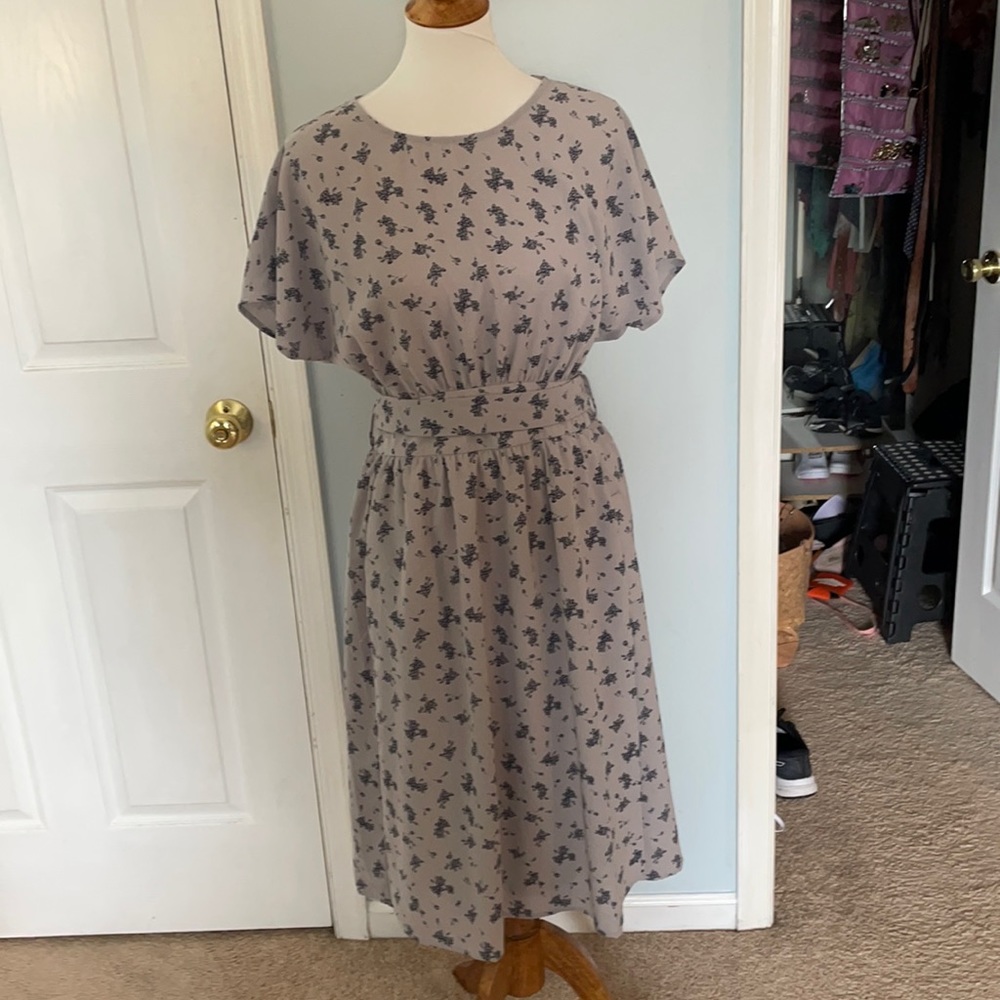 Grey and navy floral dress